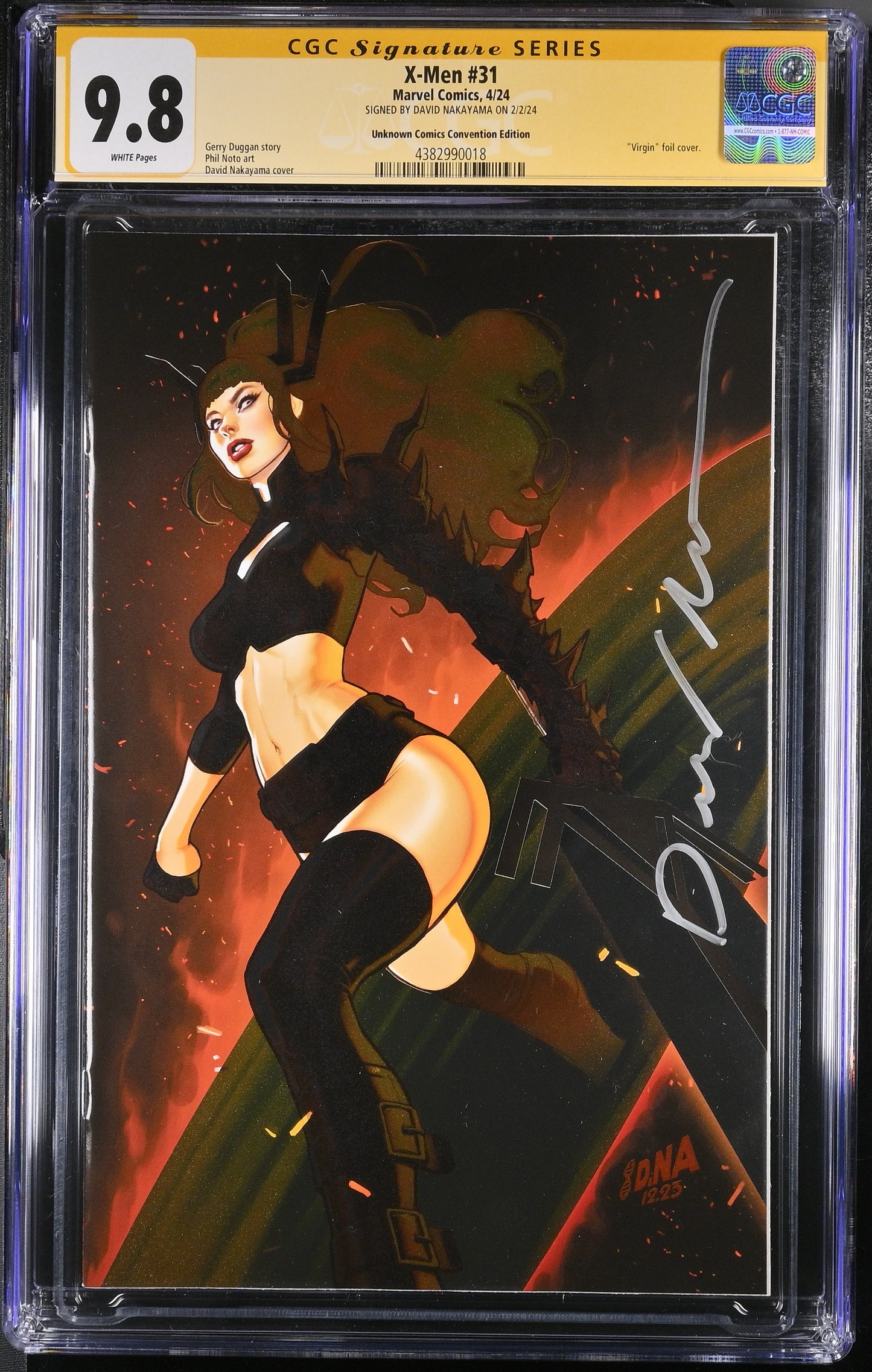 X-MEN #31 NAKAYAMA VIRGIN FOIL CONVENTION EXCLUSIVE CGC SS 9.8. SIGNED BY DAVID NAKAYAMA