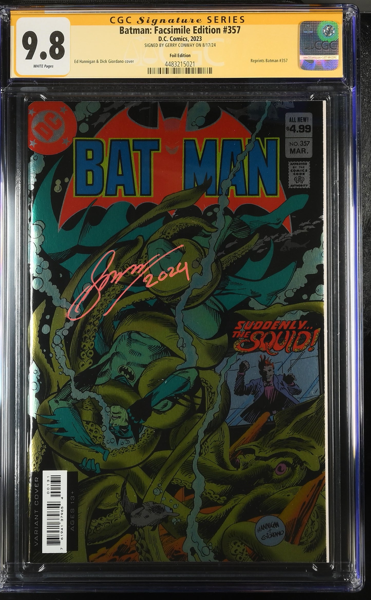 BATMAN: FACSIMILE EDITION #357 FOIL EDITION CGC SS 9.8. SIGNED BY GERRY CONWAY