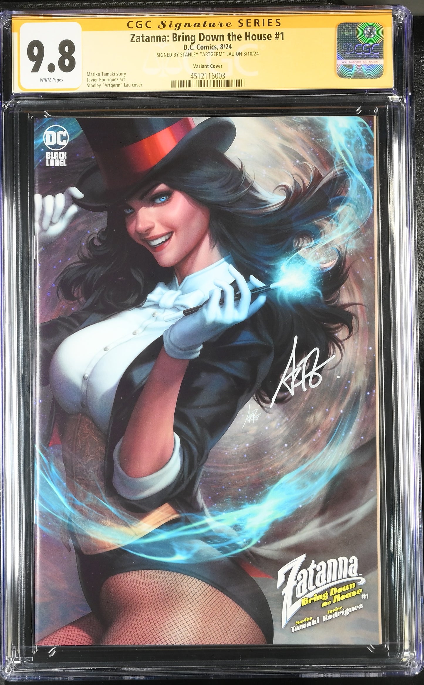 ZATANNA: BRING DOWN THE HOUSE #1 ARTGERM EDITION CGC SS 9.8. SIGNED BY ARTGERM