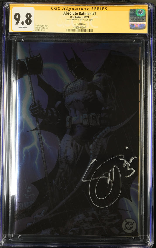 ABSOLUTE BATMAN #1 JIM LEE FOIL CGC SS 9.8 SIGNED BY SCOTT SNYDER