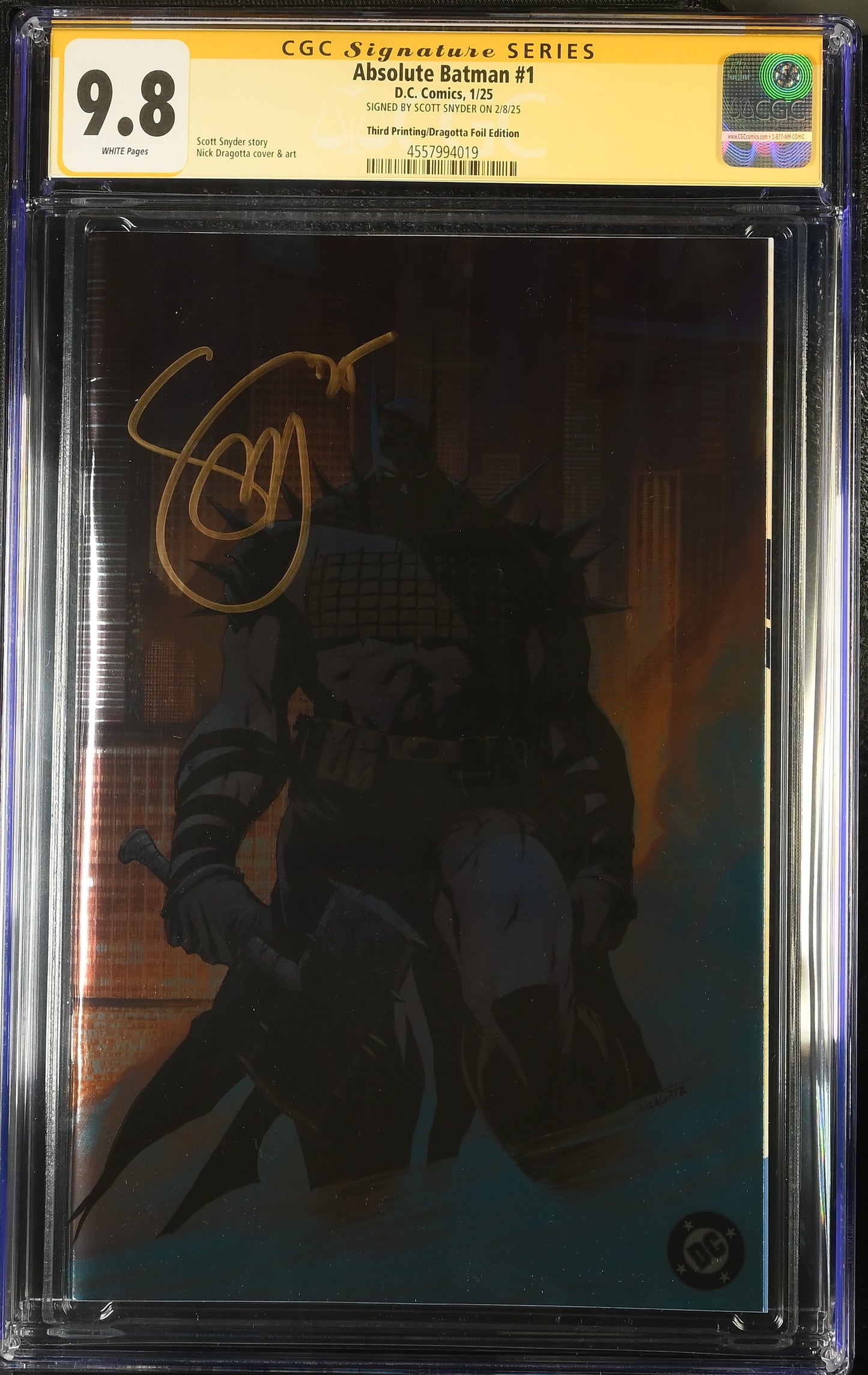 ABSOLUTE BATMAN #1 DRAGOTTA FOIL (3RD PTG) CGC SS 9.8 SIGNED BY SCOTT SNYDER