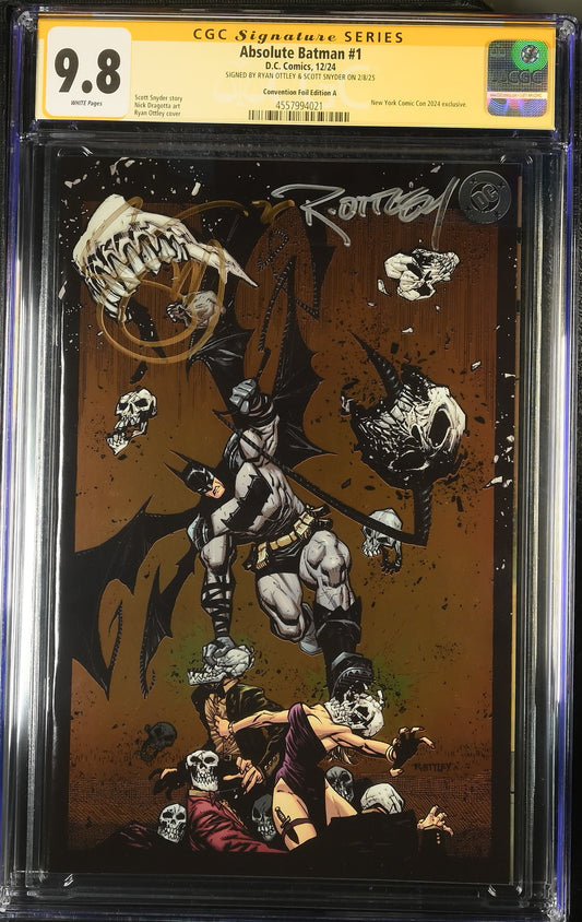 ABSOLUTE BATMAN #1 RYAN OTTLEY NYCC 2024 FOIL CGC SS 9.8. 2 X SIGNED BY SCOTT SNYDER & RYAN OTTLEY