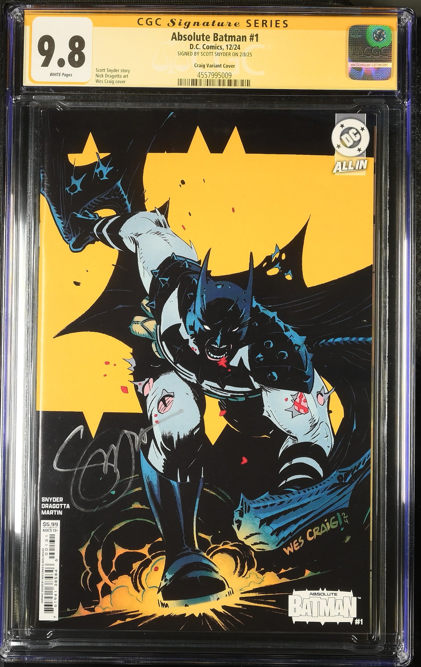 ABSOLUTE BATMAN #1 CRAIG CGC SS 9.8 SIGNED BY SCOTT SNYDER