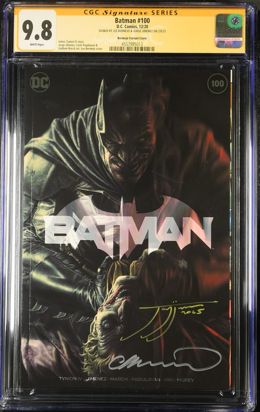 BATMAN #100 BERMEJO EXCLUSIVE CGC SS 9.8. 2 X SIGNED BY LEE BERMEJO & JORGE JIMENEZ