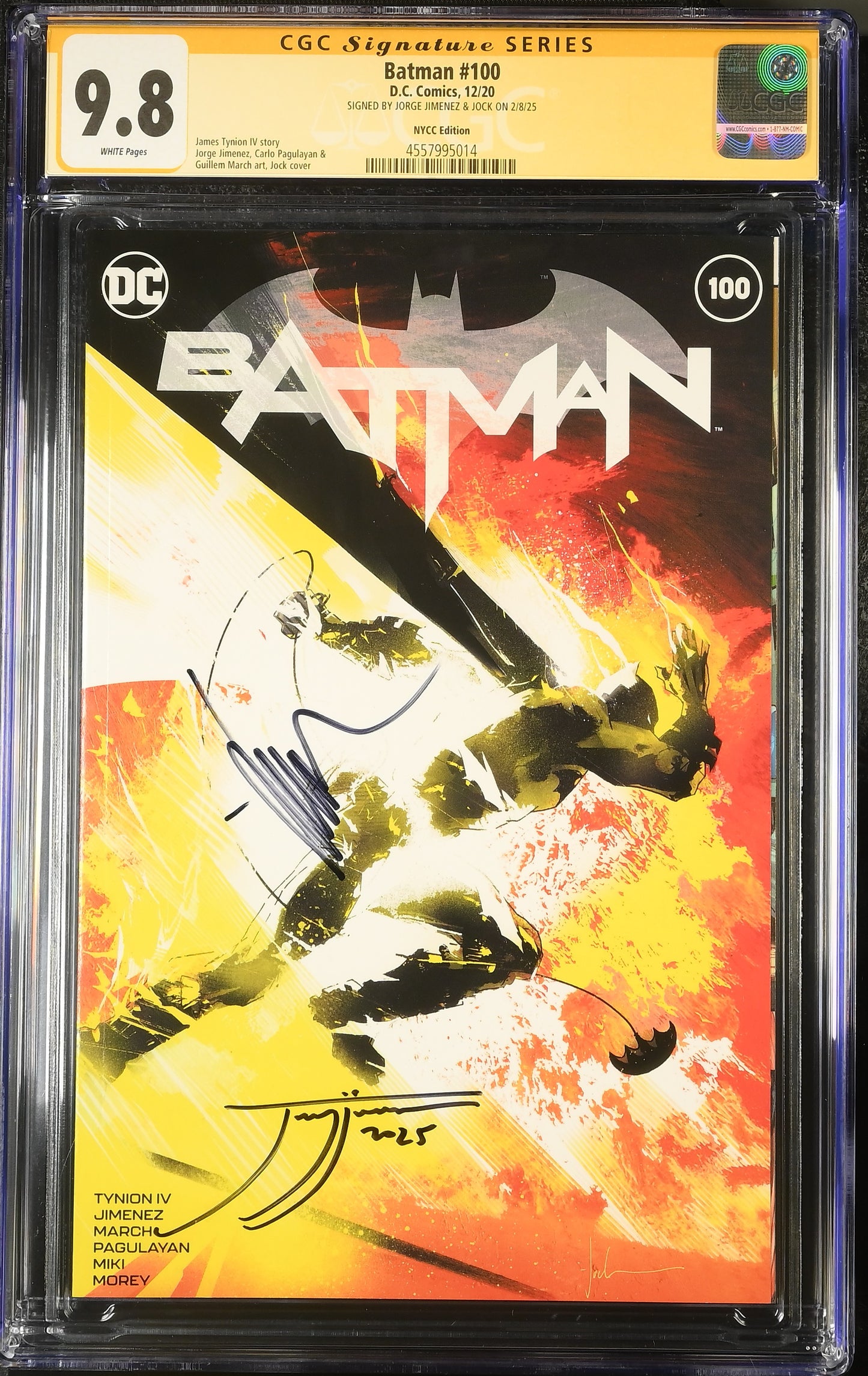 BATMAN #100 NYCC EXCLUSIVE CGC SS 9.8. 2 X SIGNED BY JOCK & JORGE JIMENEZ