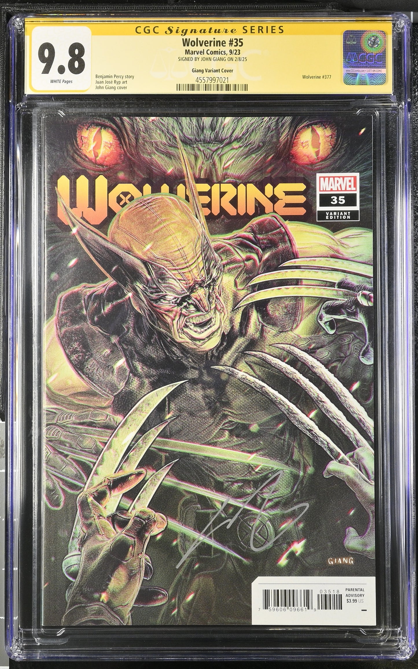 WOLVERINE #35 GIANG VARIANT (1:25 RATIO) CGC SS 9.8. SIGNED BY JOHN GIANG