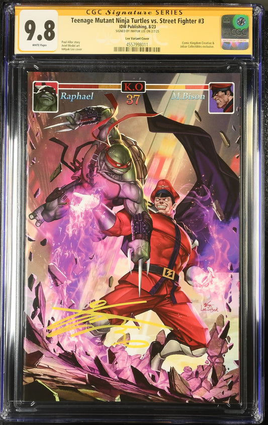 TEENAGE MUTANT NINJA TURTLES VS STREET FIGHTER #3 LEE VARIANT CGC SS 9.8. SIGNED BY INHYUK LEE