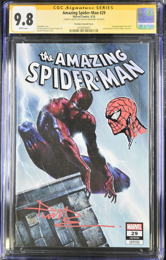 AMAZING SPIDER-MAN #29 PARATORE EXCLUSIVE CGC SS 9.8. SIGNED & SKETCHED BY DAVIDE PARATORE (Copy)