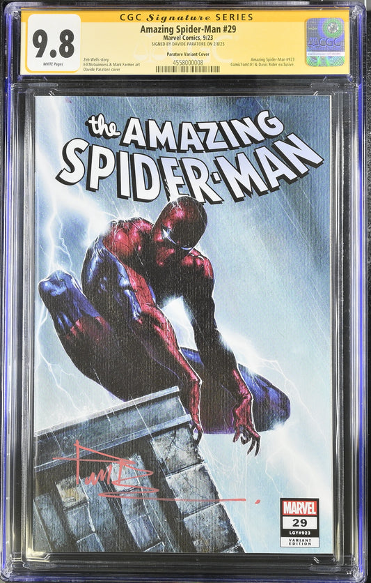AMAZING SPIDER-MAN #29 PARATORE EXCLUSIVE CGC SS 9.8. SIGNED BY DAVIDE PARATORE