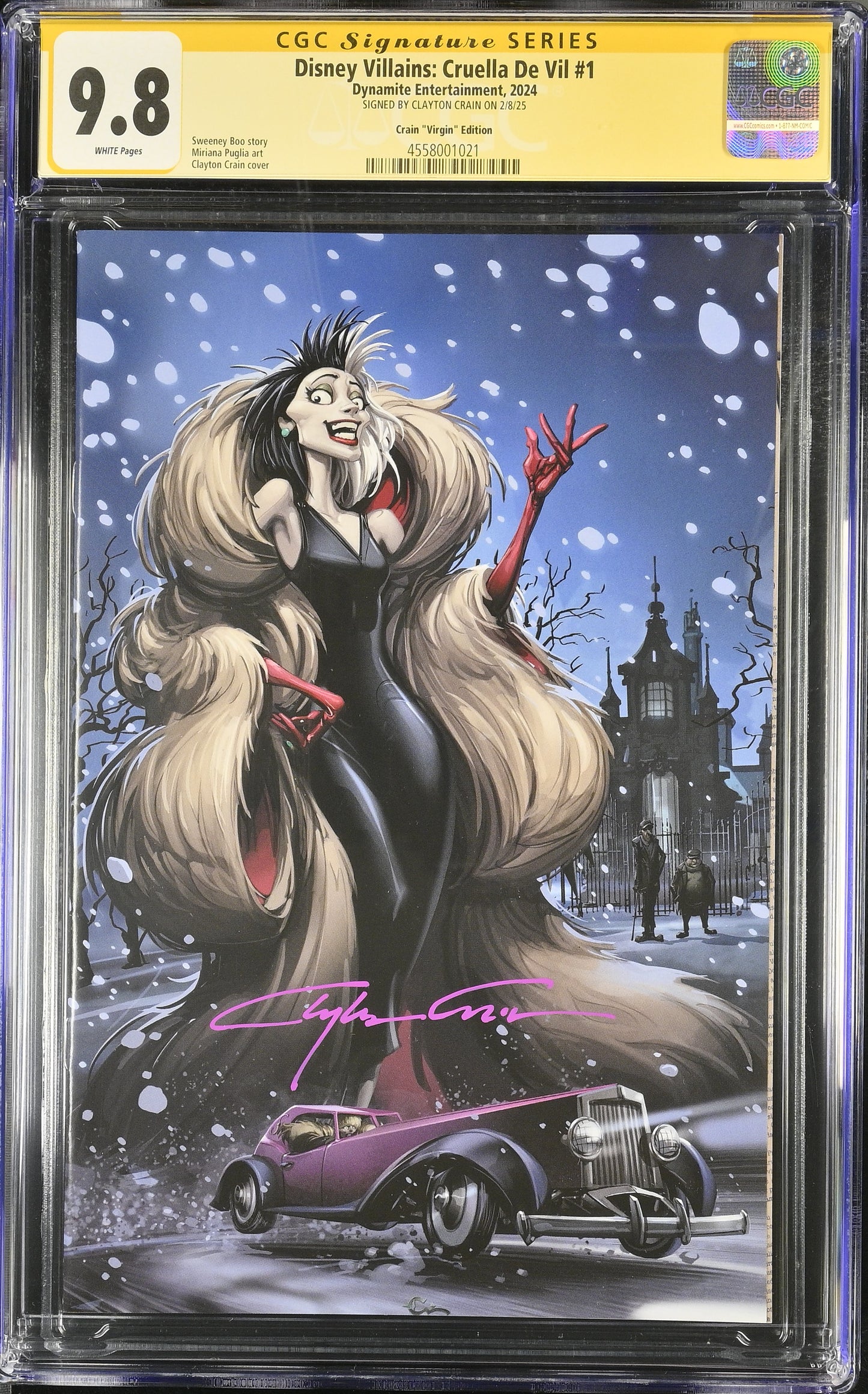 DISNEY VILLAINS: CRUELLA DE VIL #1 CRAIN VIRGIN EDITION VAR CGC SS 9.8 SIGNED BY CLAYTON CRAIN