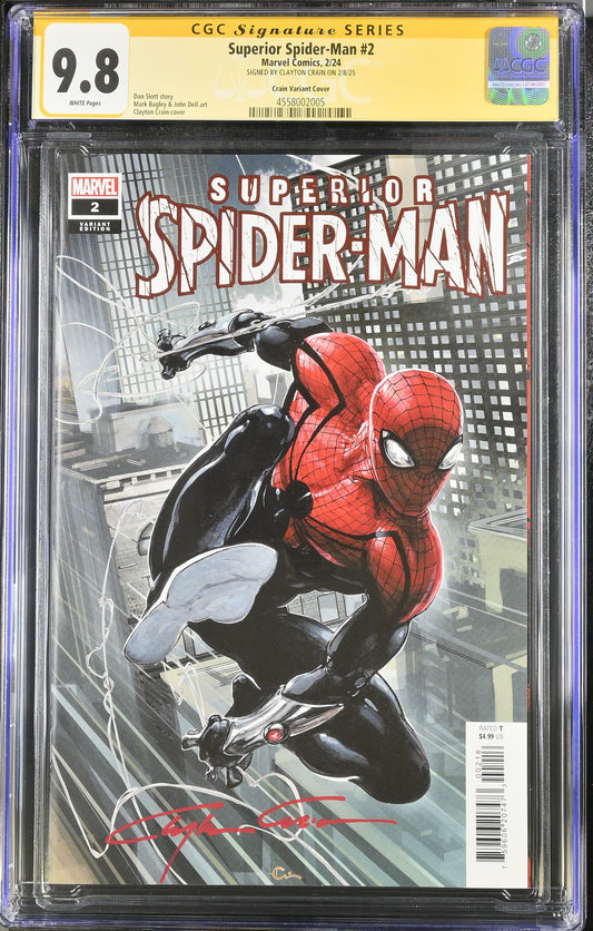 SUPERIOR SPIDER-MAN #2 CRAIN VAR (1:25 RATIO) CGC SS 9.8 SIGNED BY CLAYTON CRAIN