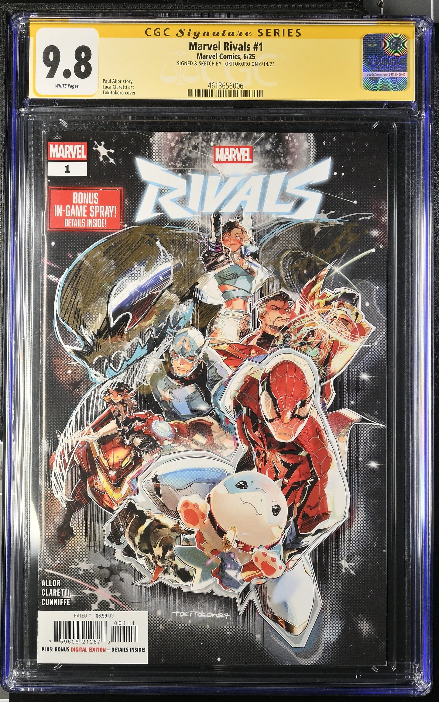 MARVEL RIVALS #1 TOKITOKORO CGC SS 9.8. SIGNED AND SKETCH BY TOKITOKORO (VENOM)