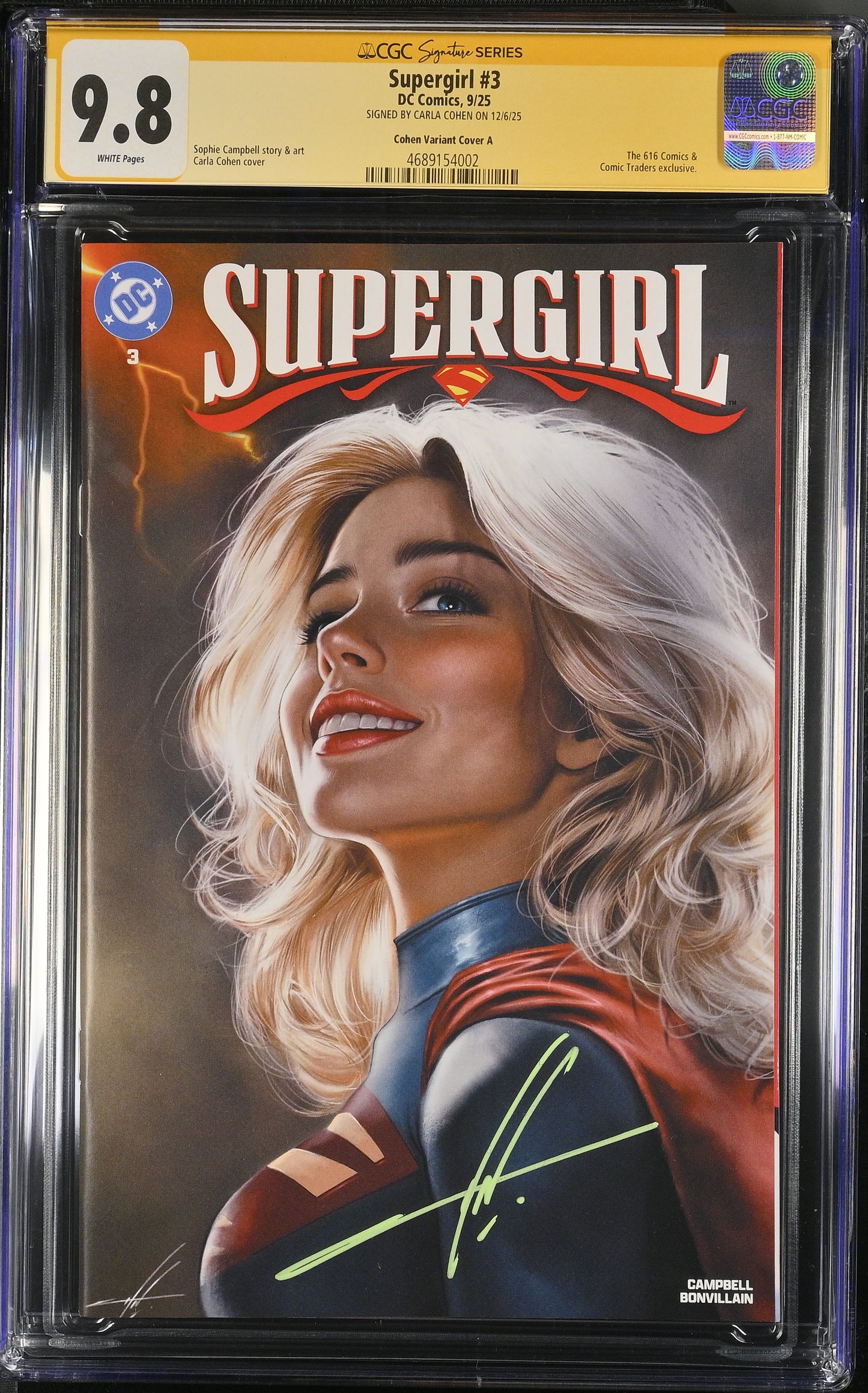 SUPERGIRL #3 CGC SS 9.8. SIGNED BY CARLA COHEN