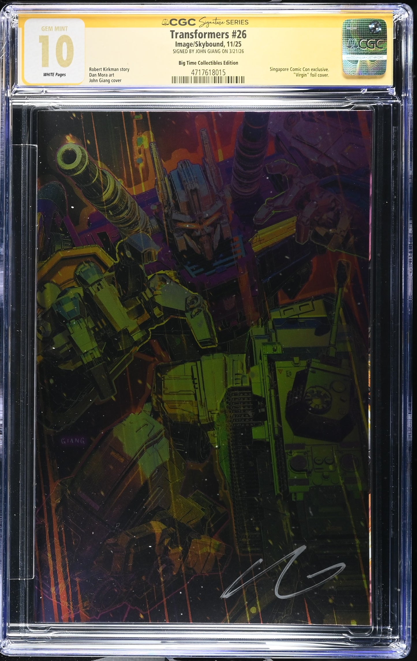 TRANSFORMERS #26 CGC SS 10. SIGNED BY JOHN GIANG