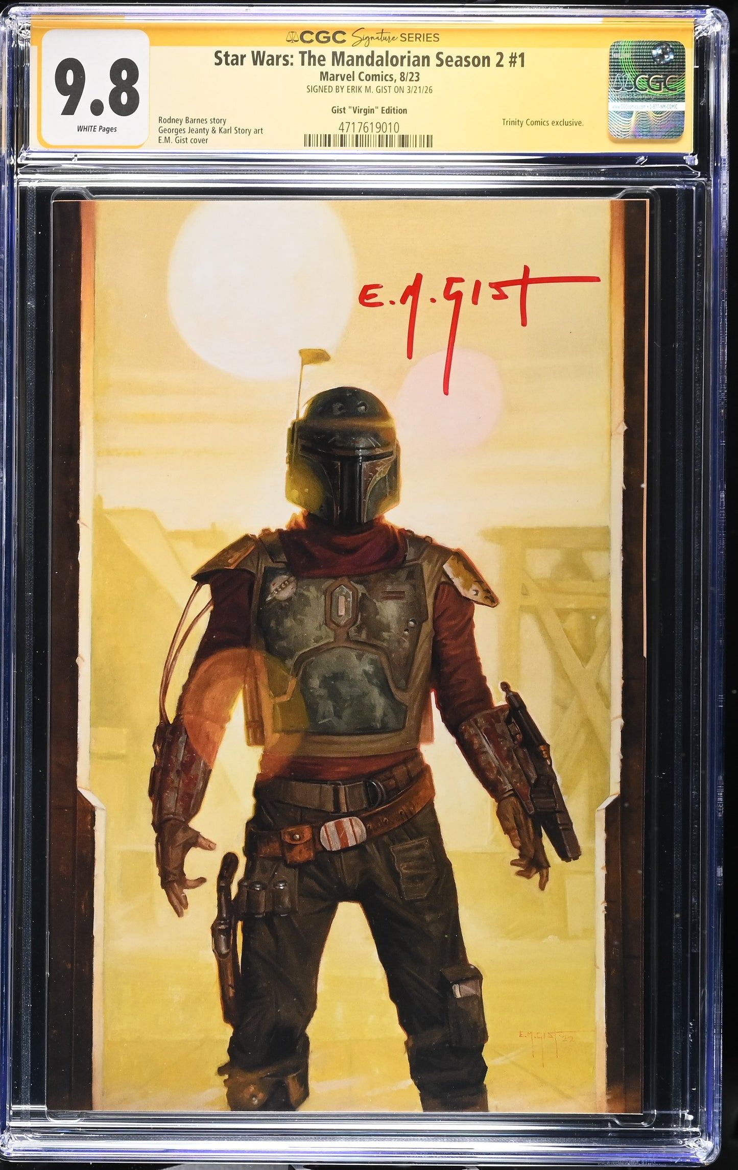 STAR WARS: THE MANDALORIAN SEASON 2 #1 E.M GIST CGC SS 9.8. SIGNED BY E.M GIST