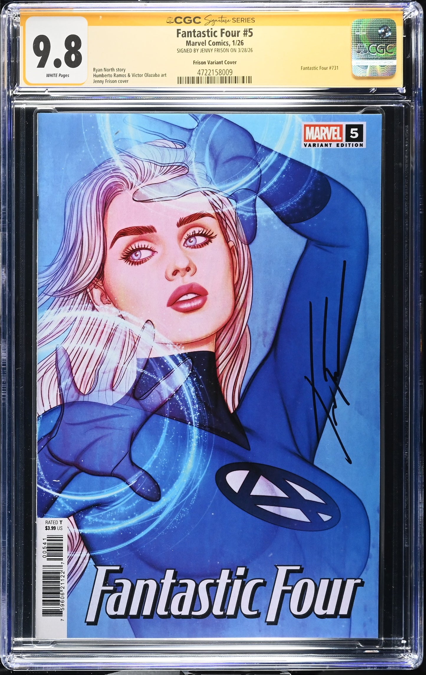 FANTASTIC FOUR #5 JENNY FRISON CGC SS 9.8. SIGNED BY JENNY FRISON