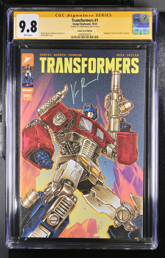 TRANSFORMERS #1 VON RANDALL SGCC EXCLUSIVE CGC SS 9.8. SIGNED BY VON RANDAL