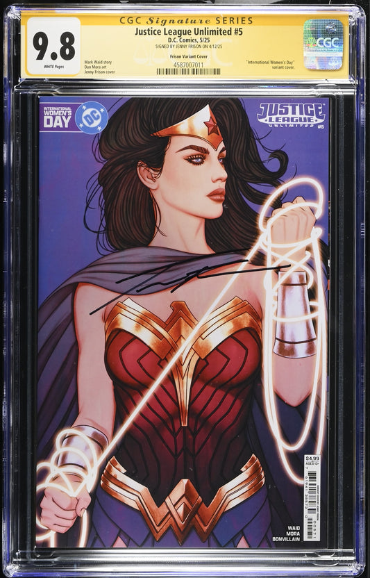 JUSTICE LEAGUE UNLIMITED #5 JENNY FRISON CGC SS 9.8. SIGNED BY JENNY FRISON