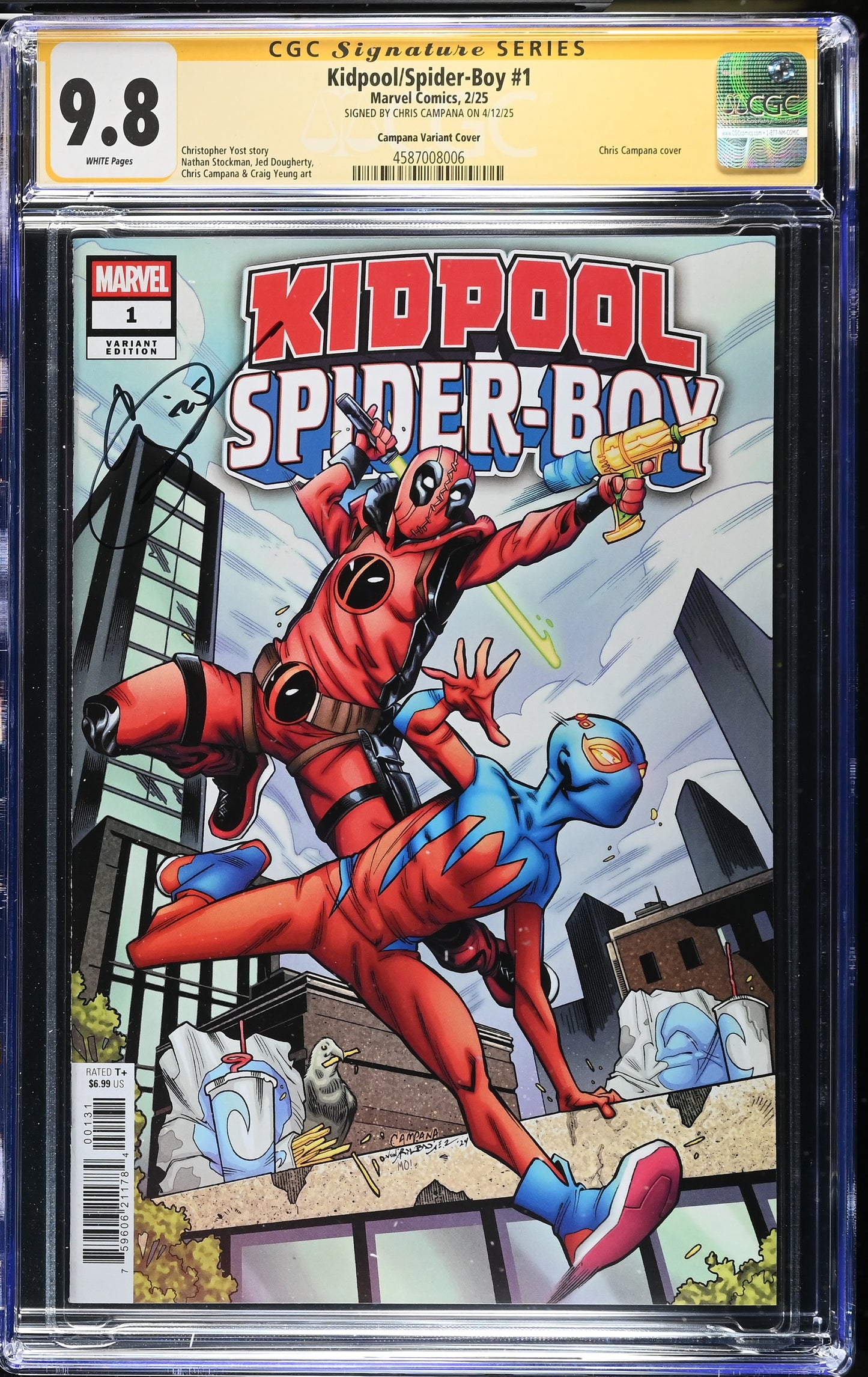 KIDPOOL/SPIDER-BOY # 1 CGC SS 9.8. SIGNED BY CHRIS CAMPANA