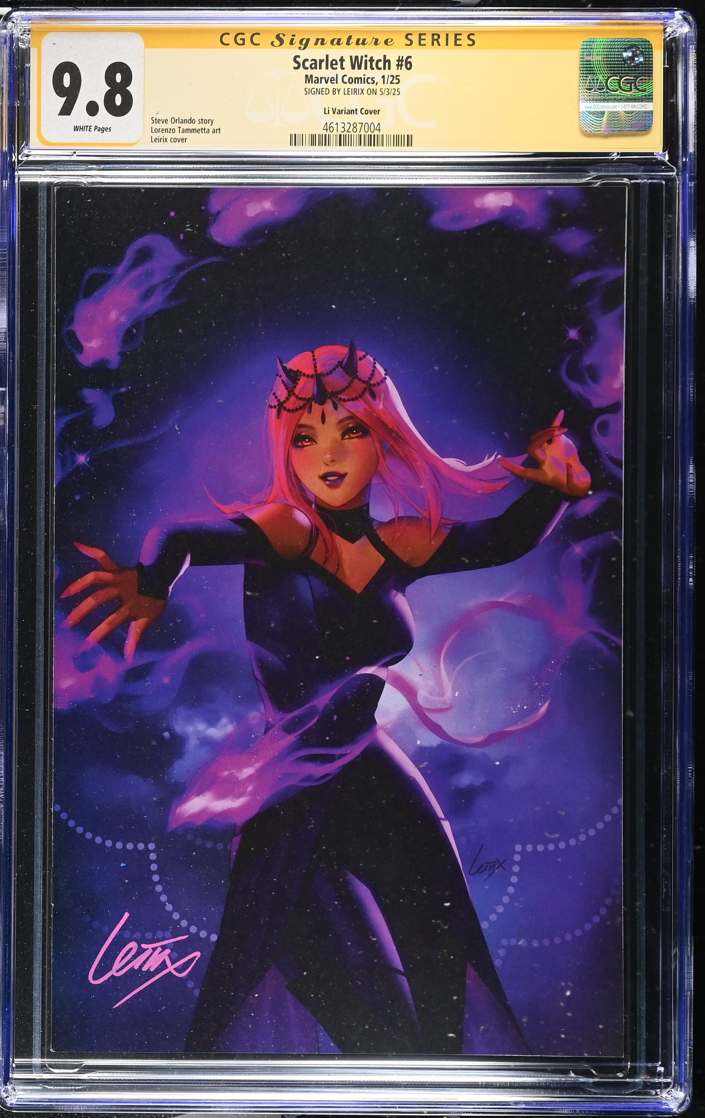 SCARLET WITCH #6 1:100 CGC SS 9.8. SIGNED BY LEIRIX
