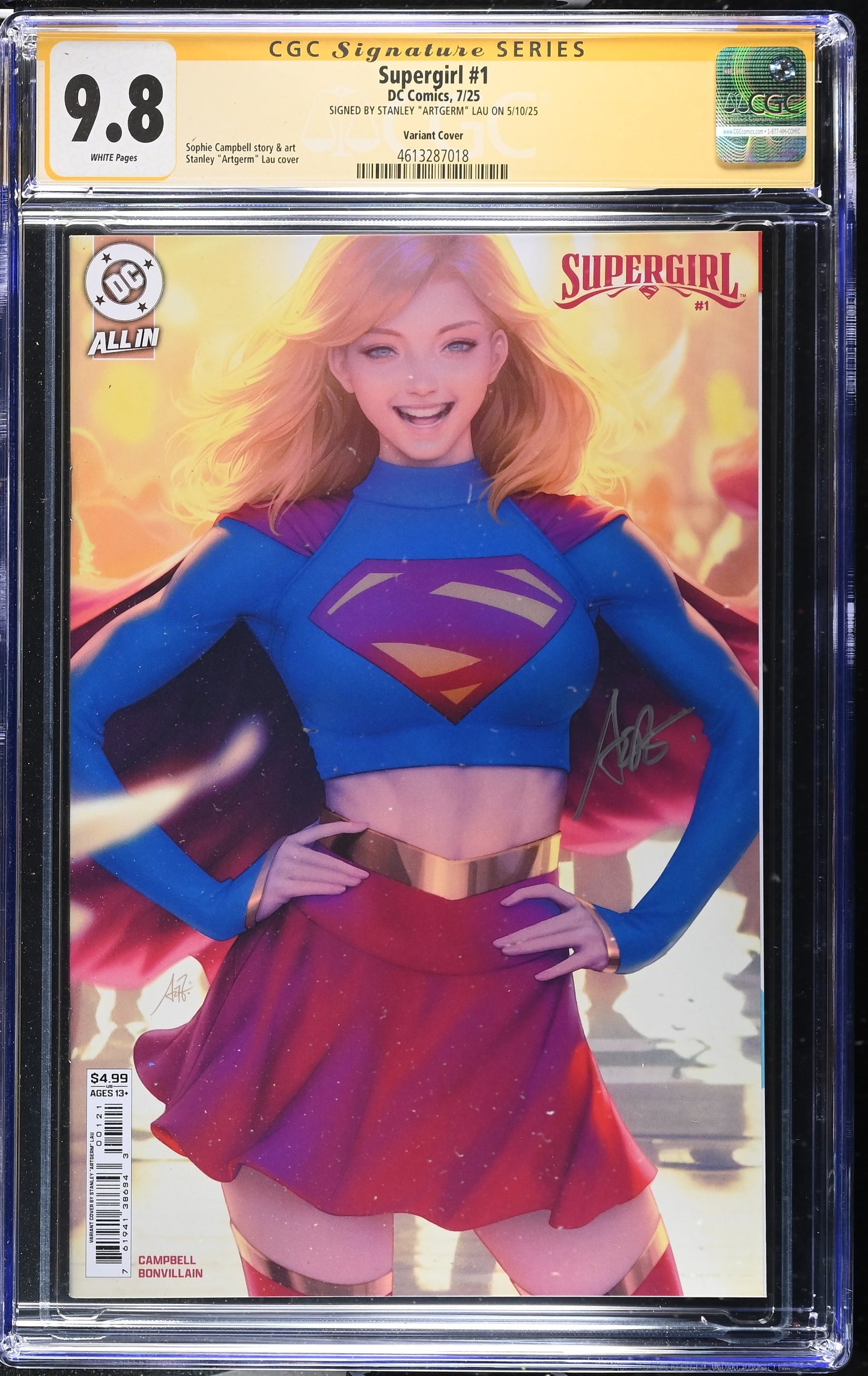 SUPERGIRL #1 CGC SS 9.8. SIGNED BY ARTGERM