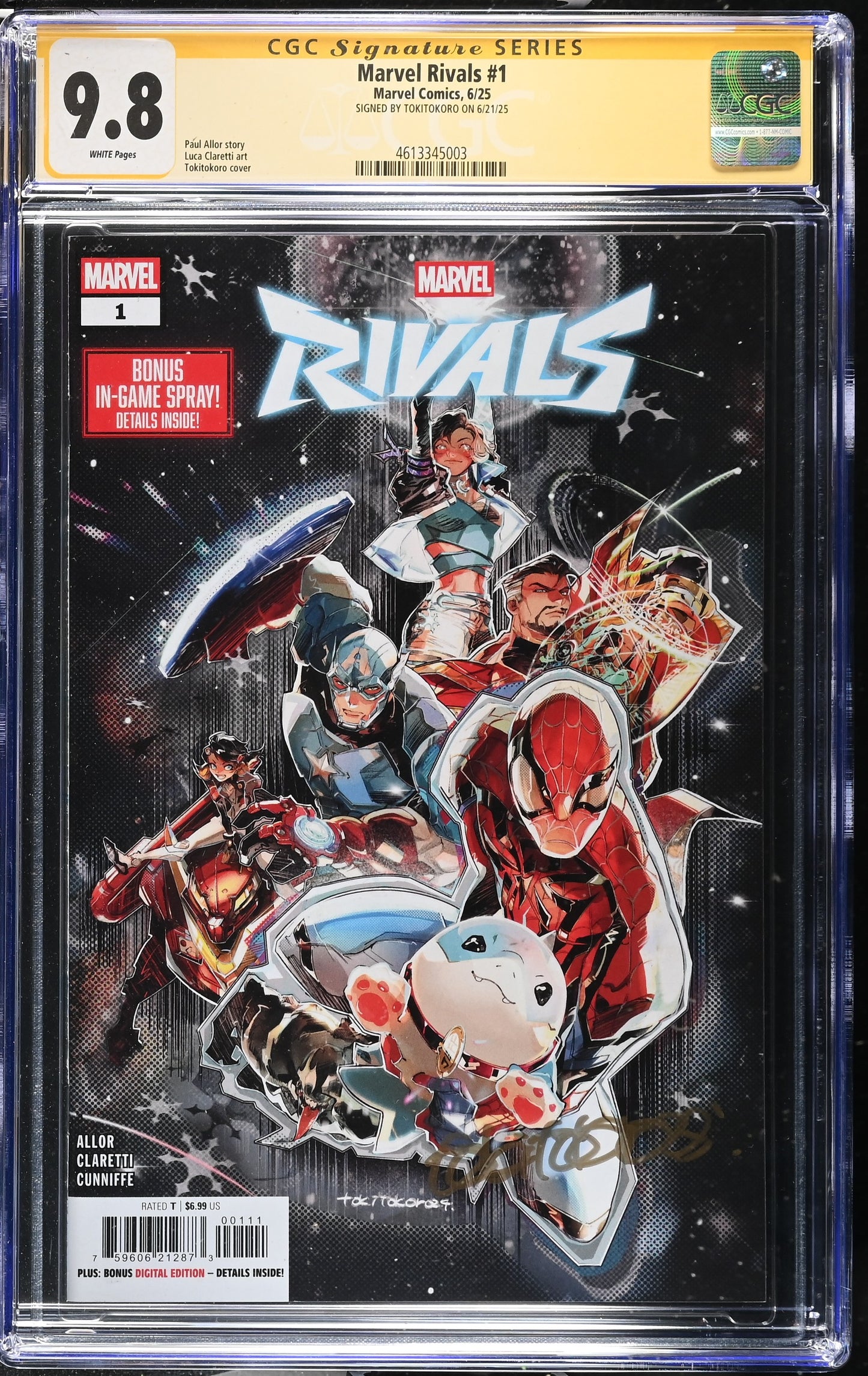 MARVEL RIVALS #1 TOKITOKORO CGC SS 9.8. SIGNED BY TOKITOKORO