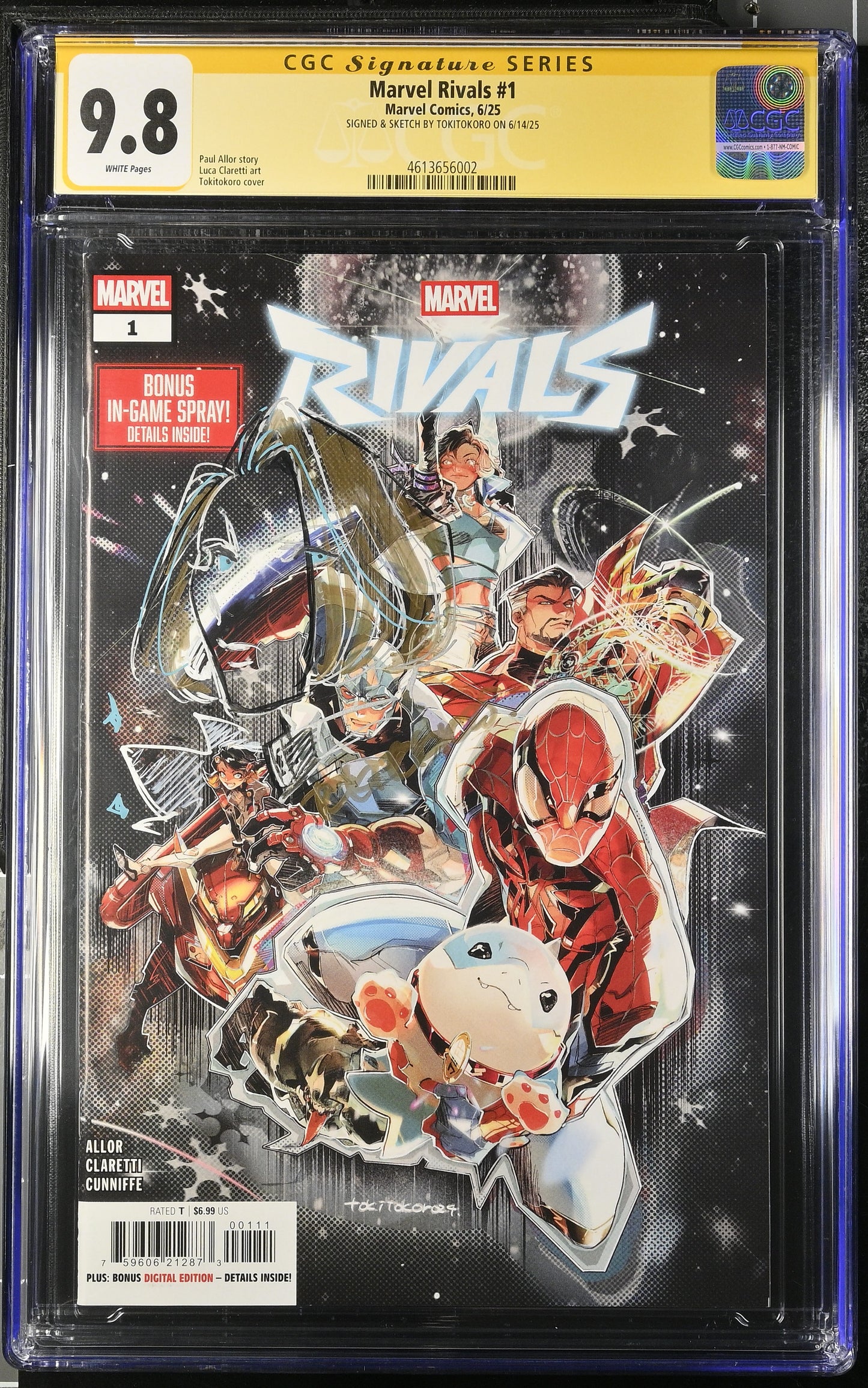 MARVEL RIVALS #1 TOKITOKORO CGC SS 9.8. SIGNED AND SKETCH BY TOKITOKORO (EMMA FROST)