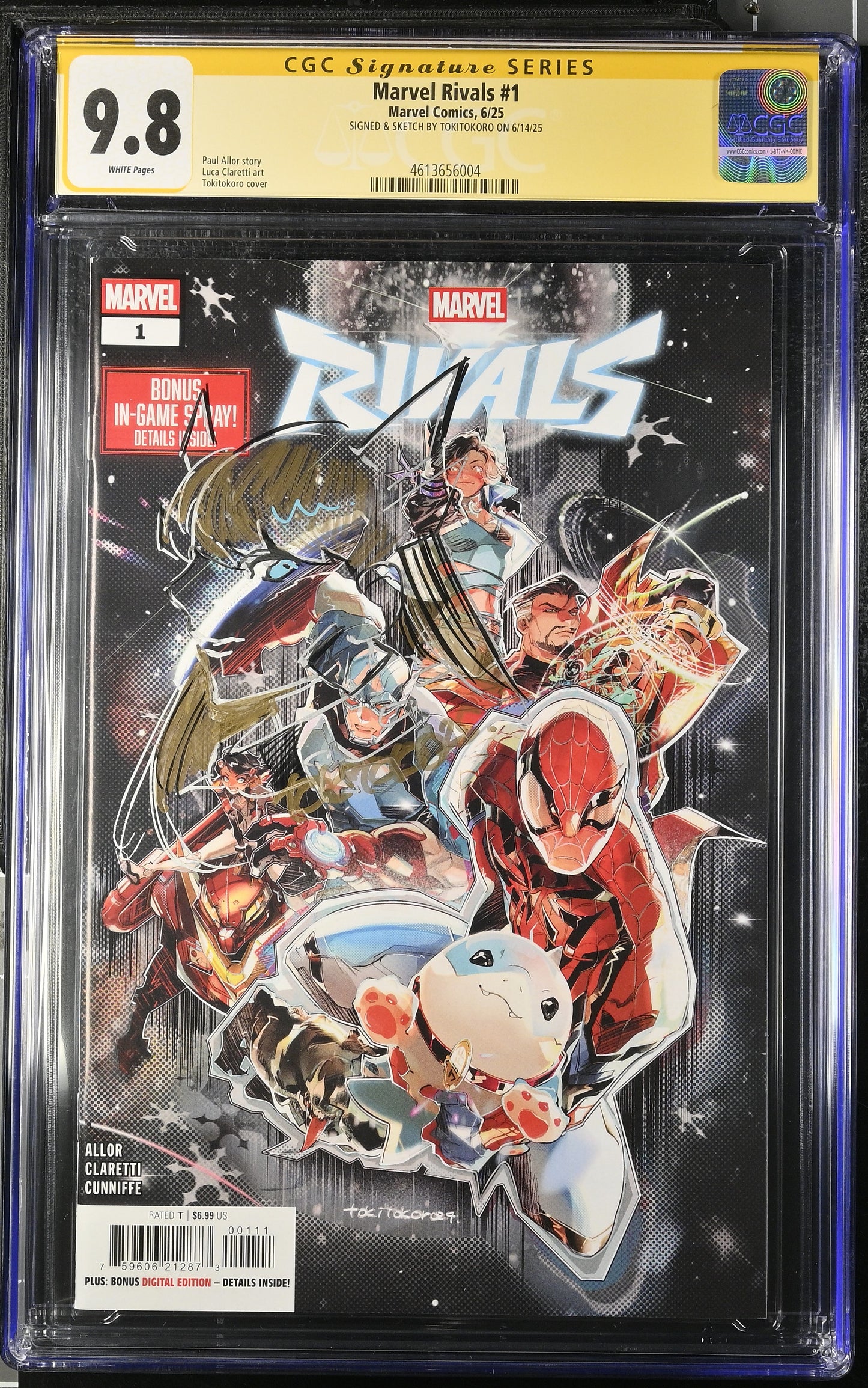MARVEL RIVALS #1 TOKITOKORO CGC SS 9.8. SIGNED AND SKETCH BY TOKITOKORO (MAGIK)