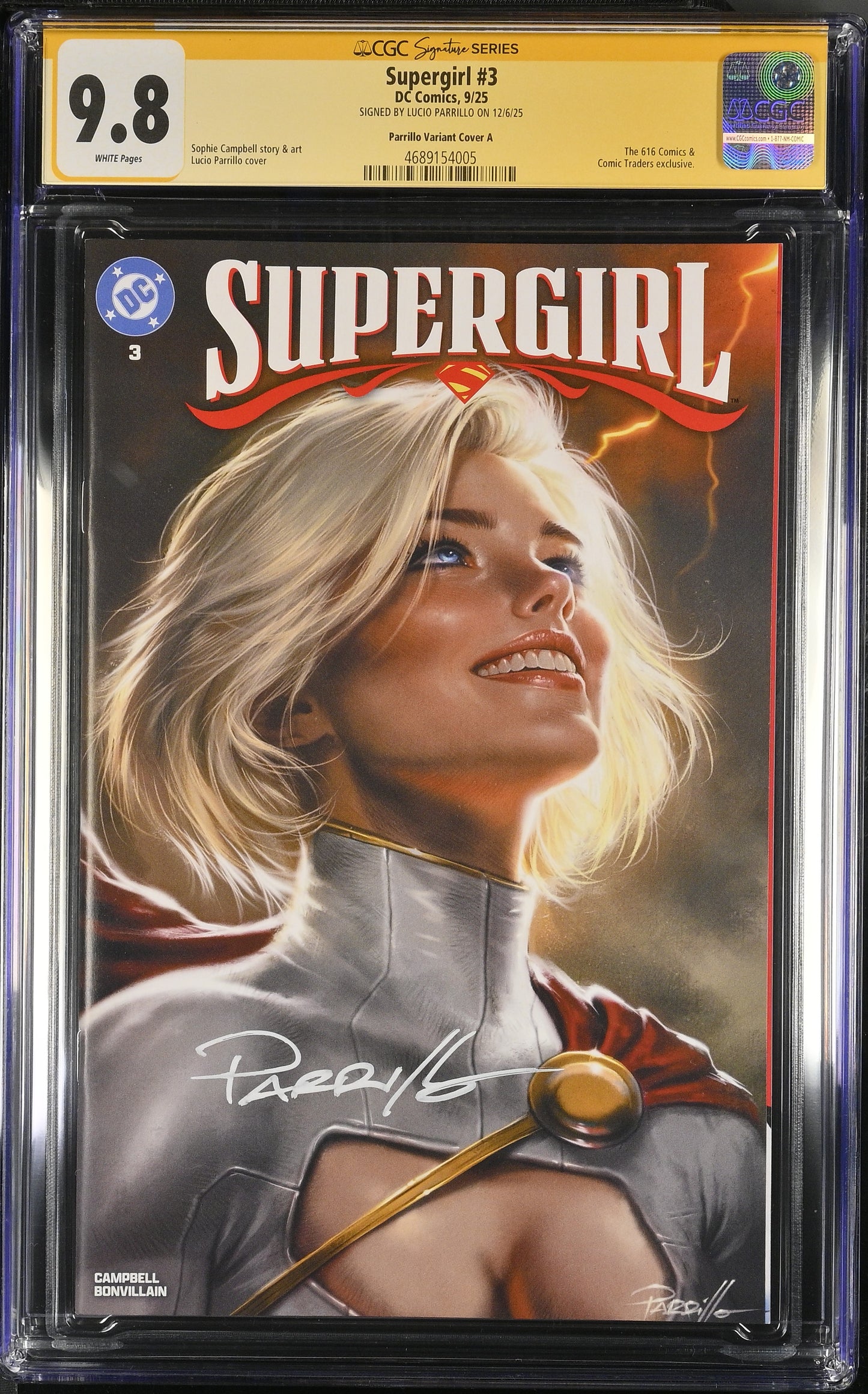 SUPERGIRL #3 CGC SS 9.8. SIGNED BY LUCIO PARRILLO