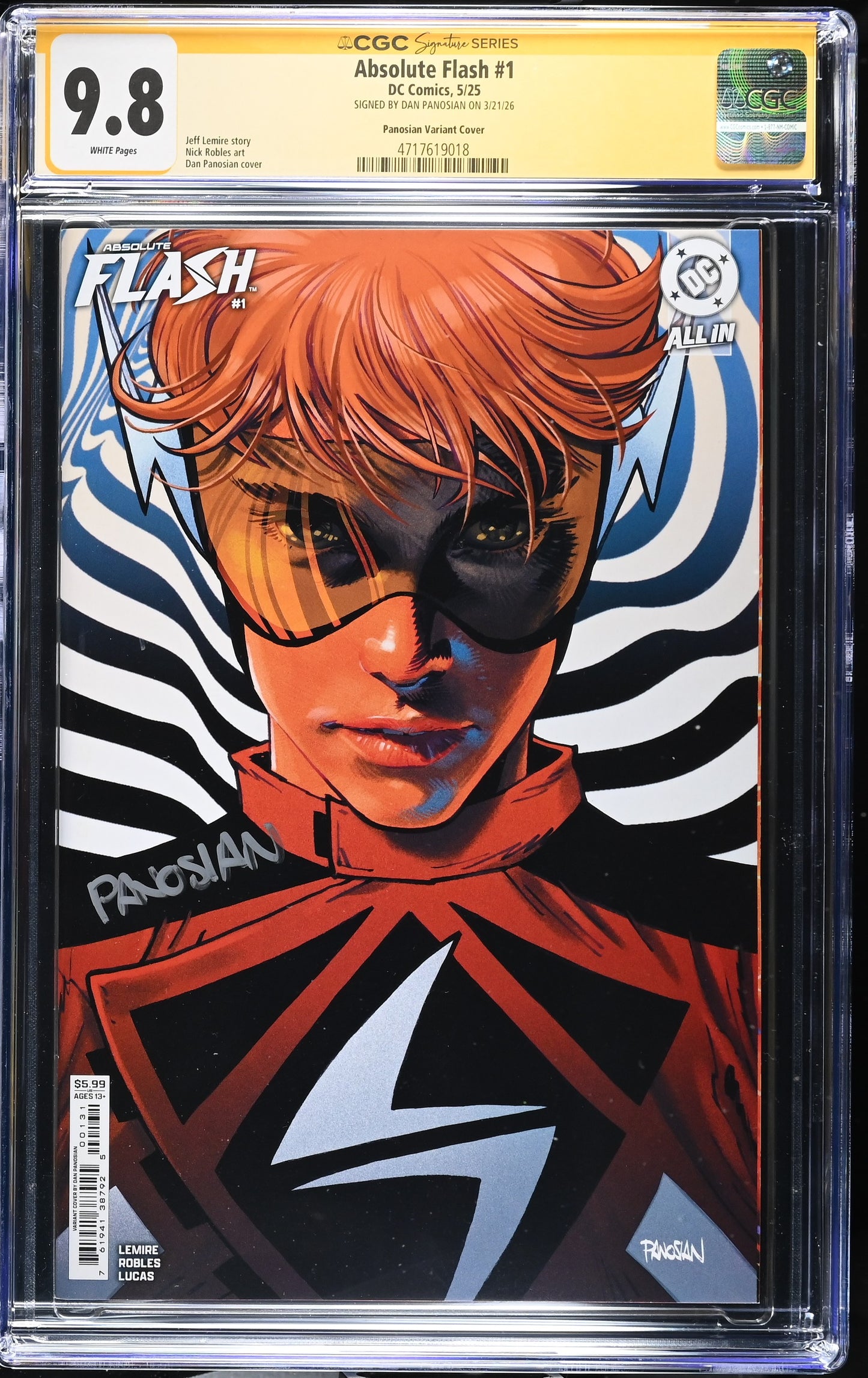 ABSOLUTE FLASH #1 DAN PANOSIAN CGC SS 9.8. SIGNED BY DAN PANOSIAN