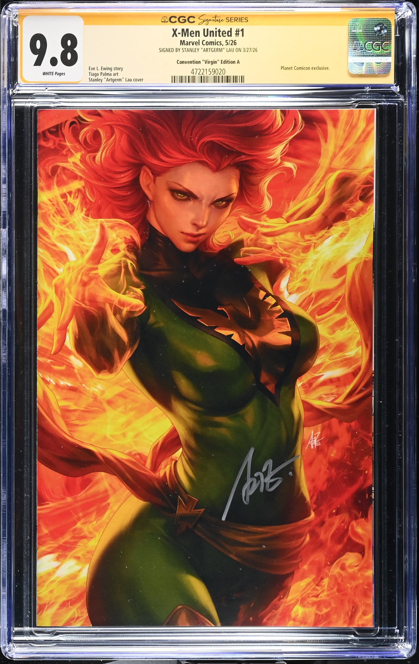 X-MEN UNITED #1 CONVENTION VIRGIN EXCLUSIVE CGC SS 9.8. SIGNED BY ARTGERM