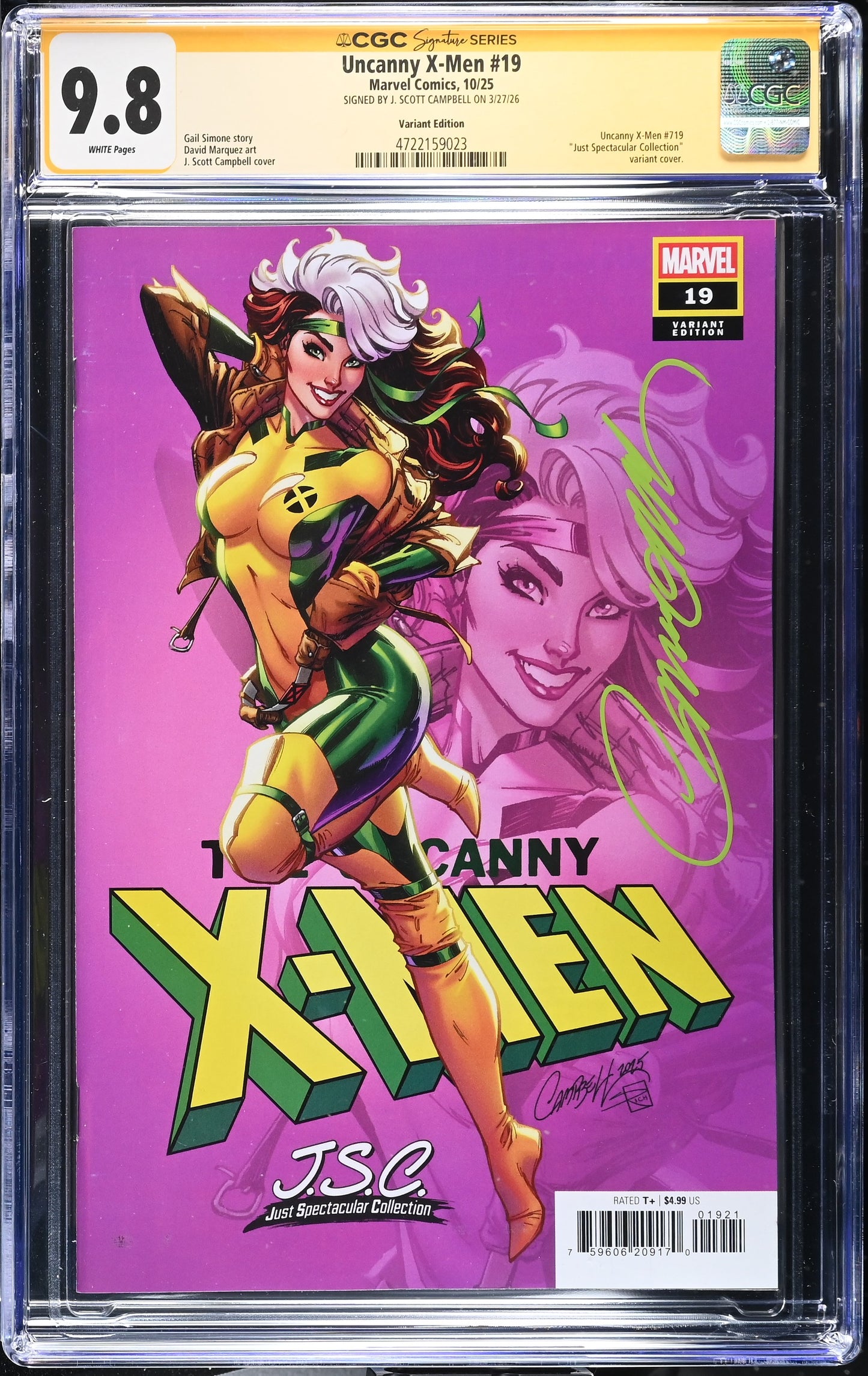 UNCANNY X-MEN #19 CGC SS 9.8. SIGNED BY J.SCOTT CAMPBELL